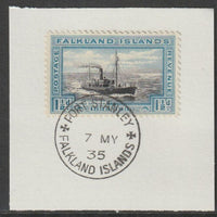 Falkland Islands 1933 Centenary 1.5d on piece with full strike of Madame Joseph forged postmark type 155