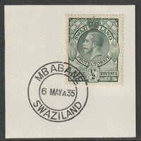 Swaziland 1933 KG5 Definitive 1/2d on piece with full strike of Madame Joseph forged postmark type 407