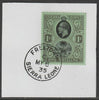 Sierra Leone 1912-27 KG5 1s black on green on piece with full strike of Madame Joseph forged postmark type 393