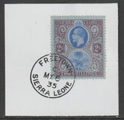 Sierra Leone 1912-27 KG5 2s blue & purple on blue on piece with full strike of Madame Joseph forged postmark type 393
