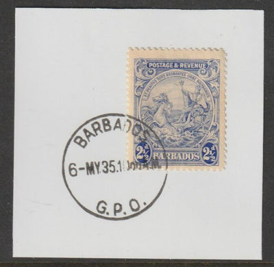 Barbados 1925 KG5 Britannia 2.5d blue on piece with full strike of Madame Joseph forged postmark type 46