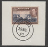 Ceylon 1938-49 KG6 Trincomalee 1r on piece with full strike of Madame Joseph forged postmark type 122