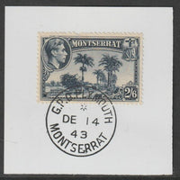 Montserrat 1938 KG6 Pictorial 2s6d slate-blue on piece with full strike of Madame Joseph forged postmark type 263