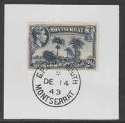 Montserrat 1938 KG6 Pictorial 2s6d slate-blue on piece with full strike of Madame Joseph forged postmark type 263