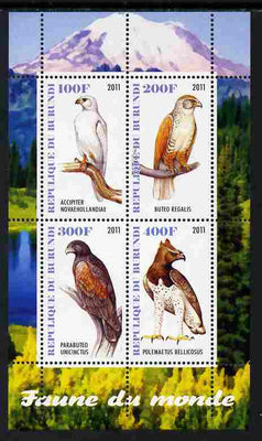 Burundi 2011 Fauna of the World - Birds of Prey perf sheetlet containing 4 values unmounted mint