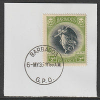Barbados 1920-21 KG5 Victory 1/2d on piece with full strike of Madame Joseph forged postmark type 46