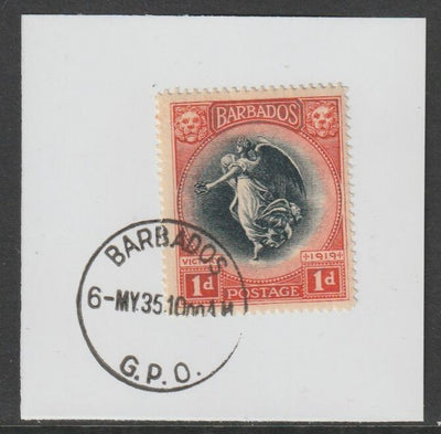 Barbados 1920-21 KG5 Victory 1d on piece with full strike of Madame Joseph forged postmark type 46