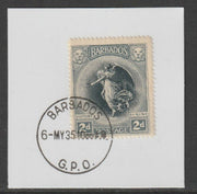 Barbados 1920-21 KG5 Victory 2d on piece with full strike of Madame Joseph forged postmark type 46