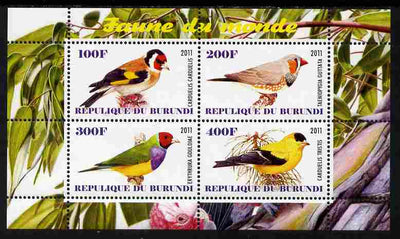 Burundi 2011 Fauna of the World - Birds - Finches perf sheetlet containing 4 values unmounted mint