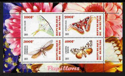 Burundi 2011 Fauna of the World - Butterflies #4 perf sheetlet containing 4 values unmounted mint