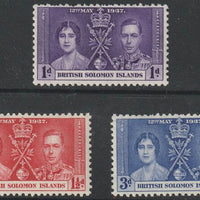Solomon Islands 1937 KG6 Coronation set of 3 unmounted mint SG57-59