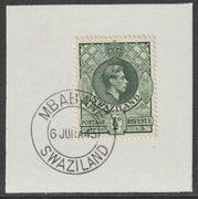Swaziland 1938 KG6 Definitive 1/2d on piece with full strike of Madame Joseph forged postmark type 411