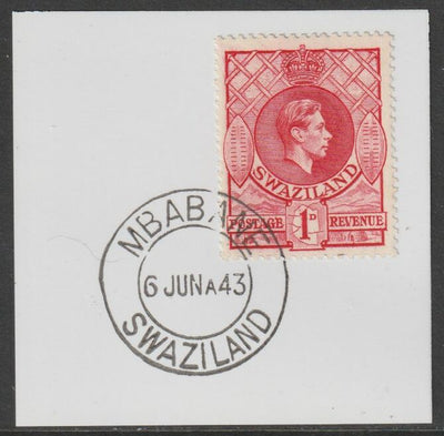 Swaziland 1938 KG6 Definitive 1d on piece with full strike of Madame Joseph forged postmark type 411