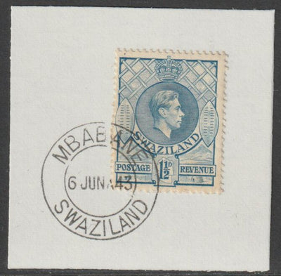 Swaziland 1938 KG6 Definitive 1.5d on piece with full strike of Madame Joseph forged postmark type 411