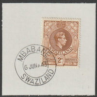 Swaziland 1938 KG6 Definitive 2d on piece with full strike of Madame Joseph forged postmark type 411