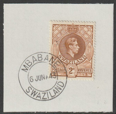 Swaziland 1938 KG6 Definitive 2d on piece with full strike of Madame Joseph forged postmark type 411