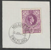 Swaziland 1938 KG6 Definitive 6d on piece with full strike of Madame Joseph forged postmark type 411
