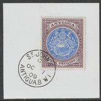 Antigua 1903-17 Arms 1s blue & dull purple on piece with full strike of Madame Joseph forged postmark type 13