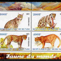 Burundi 2011 Fauna of the World - Wild Cats #3 perf sheetlet containing 4 values unmounted mint