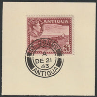 Antigua 1938 KG6 2s6d brown-purple on piece with full strike of Madame Joseph forged postmark type 18