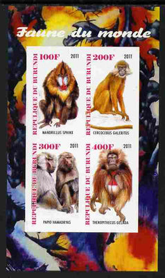 Burundi 2011 Fauna of the World - Monkeys imperf sheetlet containing 4 values unmounted mint