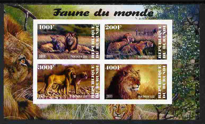 Burundi 2011 Fauna of the World - Lions imperf sheetlet containing 4 values unmounted mint
