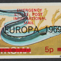 Stroma 1971 Strike Mail - Fish - Eel imperf 5p on 4d overprinted Europa 1969 additionally opt'd  Emergency Strike Post International Mail unmounted mint