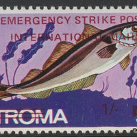 Stroma 1971 Strike Mail - Fish - Haddock perf 1s on 5d overprinted Emergency Strike Post International Mail unmounted mint