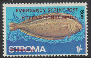 Stroma 1971 Strike Mail - Fish - Sole perf 1s overprinted Emergency Strike Post International Mail unmounted mint