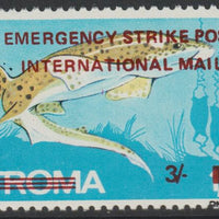 Stroma 1971 Strike Mail - Fish - Dogfish perf 3s on 1s3d overprinted Emergency Strike Post International Mail unmounted mint but slight set-off on gummed side