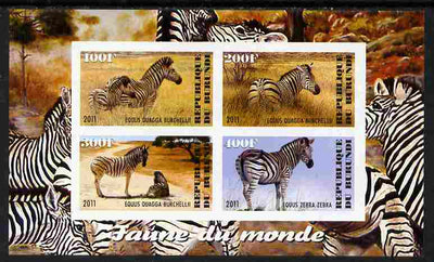 Burundi 2011 Fauna of the World - Zebra imperf sheetlet containing 4 values unmounted mint