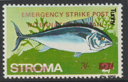 Stroma 1971 Strike Mail - Fish - Tunny perf 3s on 2s overprinted Emergency Strike Post International Mail unmounted mint