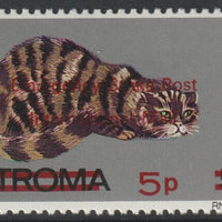 Stroma 1971 Strike Mail - Cats - Wild Cat perf 5p on 5d overprinted Emergency Strike Post International Mail unmounted mint