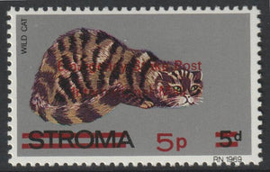 Stroma 1971 Strike Mail - Cats - Wild Cat perf 5p on 5d overprinted Emergency Strike Post International Mail unmounted mint