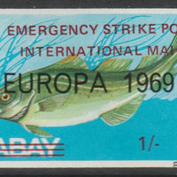 Pabay 1971 Strike Mail - Fish - Cod imperf 1s on 4d overprinted Europa 1969 additionally opt'd  Emergency Strike Post International Mail unmounted mint but slight set-off on gummed side