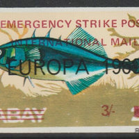 Pabay 1971 Strike Mail - Fish - Stickelback imperf 3s on 2s6d overprinted Europa 1969 additionally opt'd  Emergency Strike Post International Mail unmounted mint