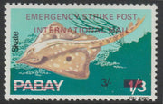 Pabay 1971 Strike Mail - Fish - Skate perf 3s on 1s3d overprinted Emergency Strike Post International Mail unmounted mint