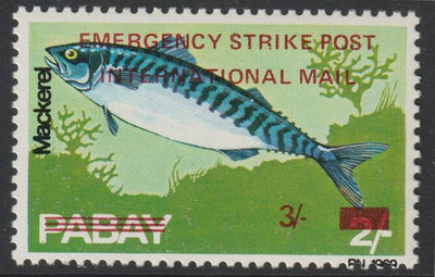 Pabay 1971 Strike Mail - Fish - Mackerel perf 3s on 2s overprinted Emergency Strike Post International Mail unmounted mint