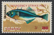 Pabay 1971 Strike Mail - Fish - Stickelback perf 3s on 2s6d overprinted Emergency Strike Post International Mail unmounted mint