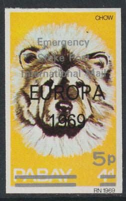 Pabay 1971 Strike Mail - Dogs - Chow imperf 5p on 4d overprinted Europa 1969 additionally opt'd  Emergency Strike Post International Mail unmounted mint but slight set-off on gummed side