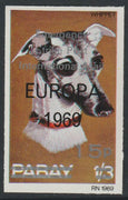 Pabay 1971 Strike Mail - Dogs - Whippet imperf 15p on 1s3d overprinted Europa 1969 additionally opt'd  Emergency Strike Post International Mail unmounted mint but slight set-off on gummed side