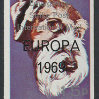 Pabay 1971 Strike Mail - Dogs - Wire-haired Fox Terrier imperf 15p on 2s overprinted Europa 1969 additionally opt'd  Emergency Strike Post International Mail unmounted mint