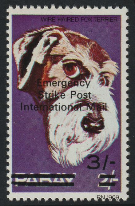 Pabay 1971 Strike Mail - Dogs - Wire-haired Fox Terrier perf 3s on 2s overprinted Emergency Strike Post International Mail unmounted mint