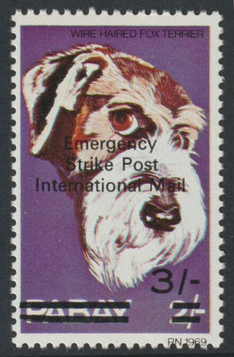 Pabay 1971 Strike Mail - Dogs - Wire-haired Fox Terrier perf 3s on 2s overprinted Emergency Strike Post International Mail unmounted mint