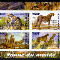 Burundi 2011 Fauna of the World - Cheetahs imperf sheetlet containing 4 values unmounted mint