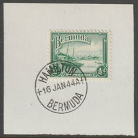 Bermuda 1936 KG5 Pictorial 1/2d bright green on piece cancelled with full strike of Madame Joseph forged postmark type 64