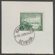 Bermuda 1936 KG5 Pictorial 1/2d bright green on piece cancelled with full strike of Madame Joseph forged postmark type 64