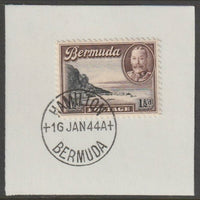 Bermuda 1936 KG5 Pictorial 1.5d black & chocolate on piece cancelled with full strike of Madame Joseph forged postmark type 64