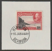 Bermuda 1936 KG5 Pictorial 2d black & pale blue on piece cancelled with full strike of Madame Joseph forged postmark type 64