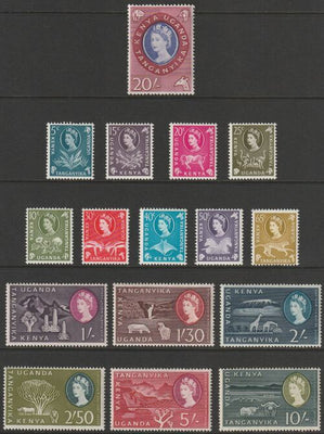 Kenya, Uganda & Tanganyika 1960-62 QEII definitive set complete 5c to 20s unmounted mint, SG 183-98